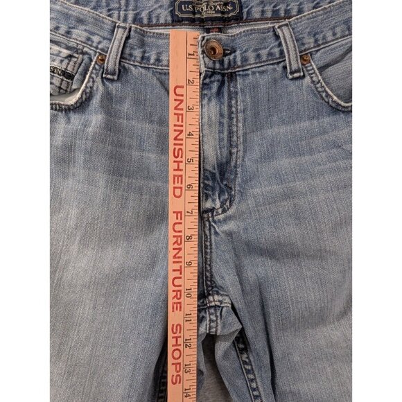 US Polo Assn Jeans Mens Size 34x32 Blue Distressed Relaxed Bootcut Whiskers - Picture 6 of 13